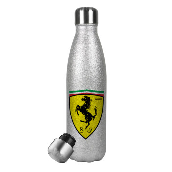 Ferrari, Metallic Glitter Silver Thermos Flask (Stainless steel), double-walled, 500ml