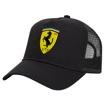 Ferrari, Καπέλο Trucker με Δίχτυ, Μαύρο, (ΒΑΜΒΑΚΕΡΟ, ΠΑΙΔΙΚΟ, UNISEX, ONE SIZE)