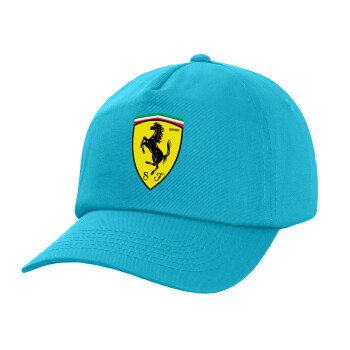 Ferrari, Children's Baseball Cap, 100% Cotton Twill, Blue (COTTON, CHILDREN, UNISEX, ONE SIZE)