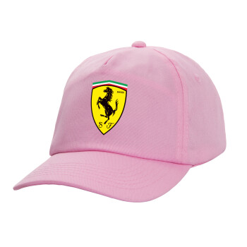 Ferrari, Καπέλο παιδικό casual μπειζμπολ, 100% Βαμβακερό Twill, ΡΟΖ (ΒΑΜΒΑΚΕΡΟ, ΠΑΙΔΙΚΟ, ONE SIZE)