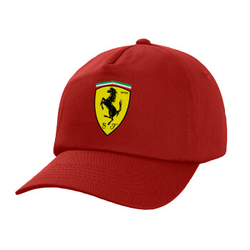 Ferrari, Children's Baseball Cap, 100% Cotton Twill, Red (COTTON, CHILDREN'S, UNISEX, ONE SIZE)