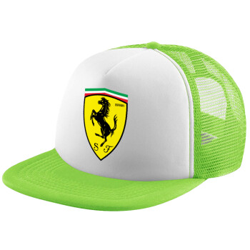 Ferrari, Child's Soft Trucker Hat with Green/White Mesh (POLYESTER, CHILDREN'S, ONE SIZE)