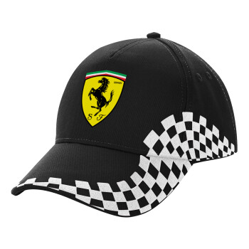 Ferrari, Adult Ultimate BLACK RACING Cap, (100% COTTON DRILL, ADULT, UNISEX, ONE SIZE)