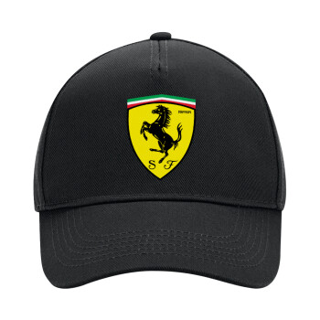 Ferrari, Adult Ultimate Hat BLACK, (100% COTTON DRILL, ADULT, UNISEX, ONE SIZE)