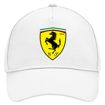 Ferrari, Καπέλο Ενηλίκων Baseball, Drill, Λευκό (100% ΒΑΜΒΑΚΕΡΟ, ΕΝΗΛΙΚΩΝ, UNISEX, ONE SIZE)
