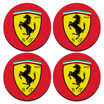 Ferrari, SET of 4 round wooden coasters (9cm)