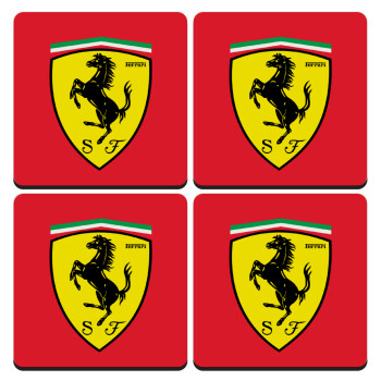 Ferrari, ΣΕΤ 4 Σουβέρ ξύλινα τετράγωνα (9cm)