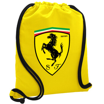 Ferrari, Backpack pouch GYMBAG Yellow, with pocket (40x48cm) & thick cords