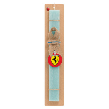 Ferrari, Easter Set, wooden keychain & aromatic flat Easter candle (30cm) (TURQUOISE)