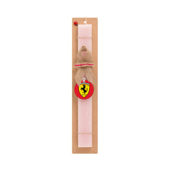 Ferrari, Easter Set, wooden keychain & scented flat Easter candle (30cm) (PINK)