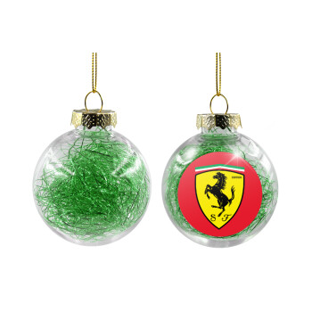 Ferrari, Transparent Christmas tree ball ornament with green filling 8cm