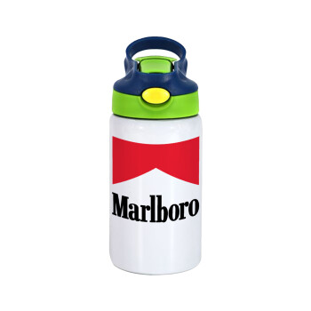 Marlboro, Children's hot water bottle, stainless steel, with safety straw, green, blue (350ml)