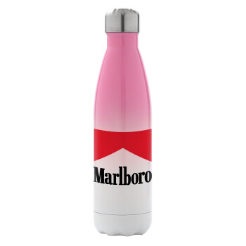 Marlboro, Metal mug thermos Pink/White (Stainless steel), double wall, 500ml