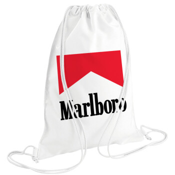 Marlboro, Τσάντα πλάτης πουγκί GYMBAG λευκή (28x40cm)