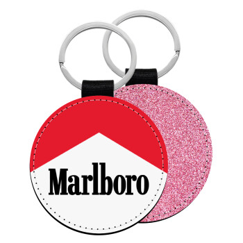 Marlboro, Μπρελόκ Δερματίνη, στρογγυλό ΡΟΖ (5cm)