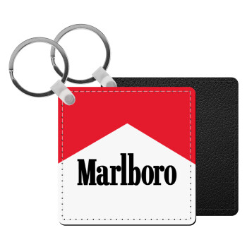 Marlboro, Μπρελόκ Δερματίνη, τετράγωνο ΜΑΥΡΟ (5x5cm)