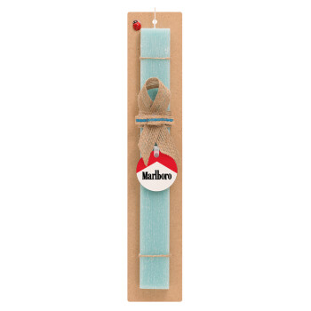 Marlboro, Easter Set, wooden keychain & aromatic flat Easter candle (30cm) (TURQUOISE)