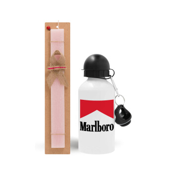 Marlboro, Easter Set, metallic aluminum bottle (500ml) & aromatic flat Easter candle (30cm) (PINK)