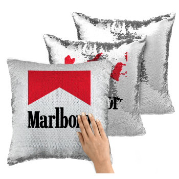 Marlboro, Μαξιλάρι καναπέ Μαγικό Ασημένιο με πούλιες 40x40cm περιέχεται το γέμισμα