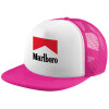 Adult Soft Trucker Hat with Pink/White Mesh (POLYESTER, ADULT, UNISEX, ONE SIZE)