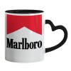 Mug heart black handle, ceramic, 330ml