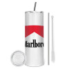 Tumbler stainless steel 600ml, with metal straw & cleaning brush