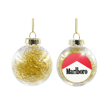 Marlboro, Transparent Christmas tree ball ornament with gold filling 8cm