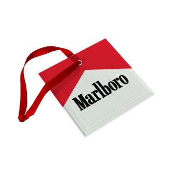 Marlboro, Christmas ornament, glass square ornament 9x9cm