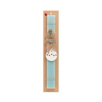 paw, Easter Set, wooden keychain & aromatic flat Easter candle (30cm) (TURQUOISE)