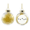 Transparent Christmas tree ball ornament with gold filling 8cm