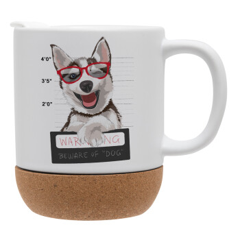 Warning, beware of Dog, Ceramic coffee mug Cork (MAT), 330ml (1pcs)