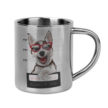 Warning, beware of Dog, Mug Stainless steel double wall 300ml