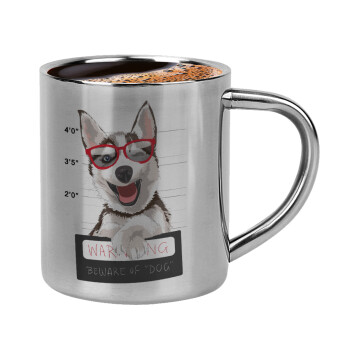 Warning, beware of Dog, Double-wall metal cup for espresso (220ml)