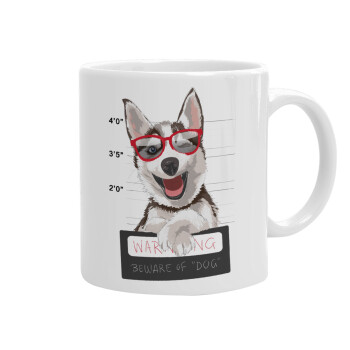 Warning, beware of Dog, Ceramic coffee mug, 330ml (1pcs)