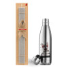 Easter Set, metallic stainless thermos flask (500ml) & scented flat Easter candle (30cm) (GRAY)