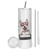 Eco friendly stainless steel tumbler 600ml, with metal straw & cleaning brush