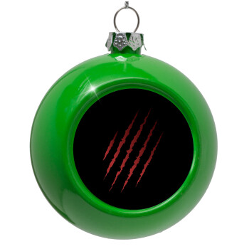 Claw scratch, Green Christmas tree ornament bauble 8cm