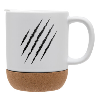 Claw scratch, Ceramic coffee mug Cork (MAT), 330ml (1pcs)