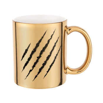 Claw scratch, Mug ceramic, gold mirror, 330ml