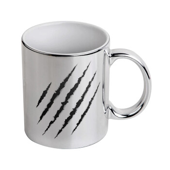 Claw scratch, Mug ceramic, silver mirror, 330ml