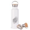 Stainless steel White with wooden lid (bamboo), double wall, 750ml