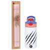 Easter Set, Children's thermal stainless steel water bottle with safety straw, pink/purple (350ml) & Easter scented flat candle (30cm) (PINK)