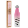 Easter Set, Metallic pink/white (Stainless steel) thermos, double-walled, 500ml & aromatic flat Easter candle (30cm) (PINK)