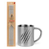 Easter Set, metallic thermal cup (300ml) & Easter aromatic flat candle (30cm) (GRAY)