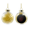 Transparent Christmas tree ball ornament with gold filling 8cm