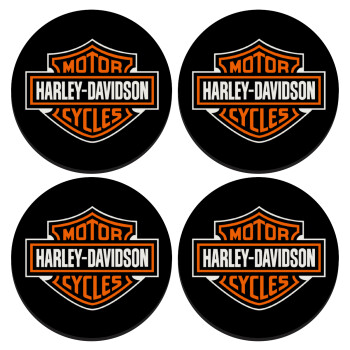 Motor Harley Davidson, ΣΕΤ 4 Σουβέρ ξύλινα στρογγυλά (9cm)