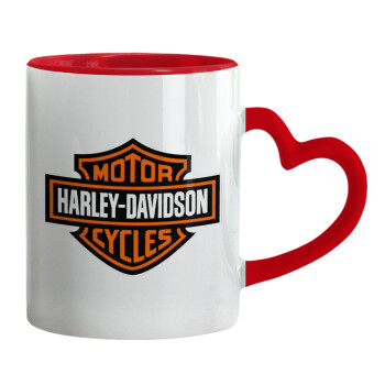 Motor Harley Davidson, Mug heart red handle, ceramic, 330ml