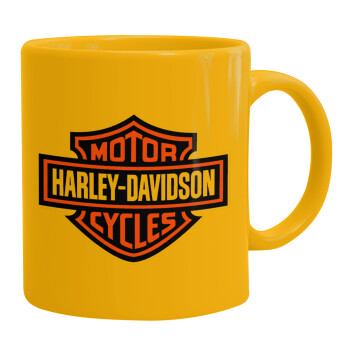 Motor Harley Davidson, Κούπα, κεραμική κίτρινη, 330ml (1 τεμάχιο)