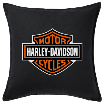 Motor Harley Davidson, Μαξιλάρι καναπέ Μαύρο 100% βαμβάκι, περιέχεται το γέμισμα (50x50cm)