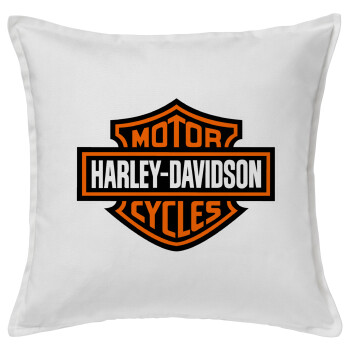 Motor Harley Davidson, Μαξιλάρι καναπέ ΛΕΥΚΟ 100% βαμβάκι, περιέχεται το γέμισμα (50x50cm)